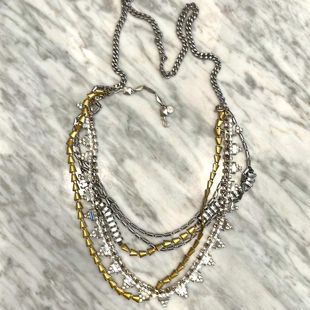 Stella & Dot Sutton necklace. Silver and gold
